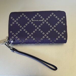 Michael Kors Purple Eyelet Wristlet